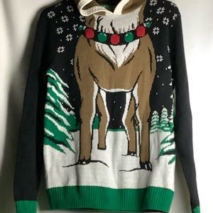 Ugly Hooded Reindeer Sweater